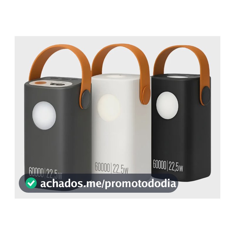 Power Bank 60000mAh Ol1gold Carregador Portátil 5 Portas USB-C Rápido Preto