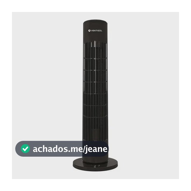 Ventilador de Torre Ventisol Fênix Preto com Controle Remoto e Oscilação