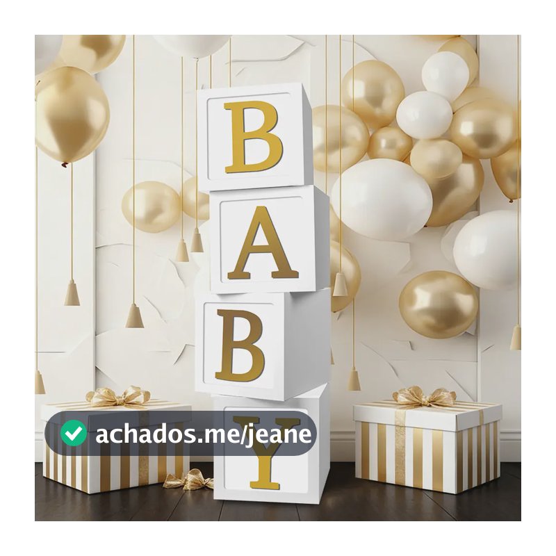 Cubo Baby Pintado Decoração Chá De Bebê E Revelação Branco