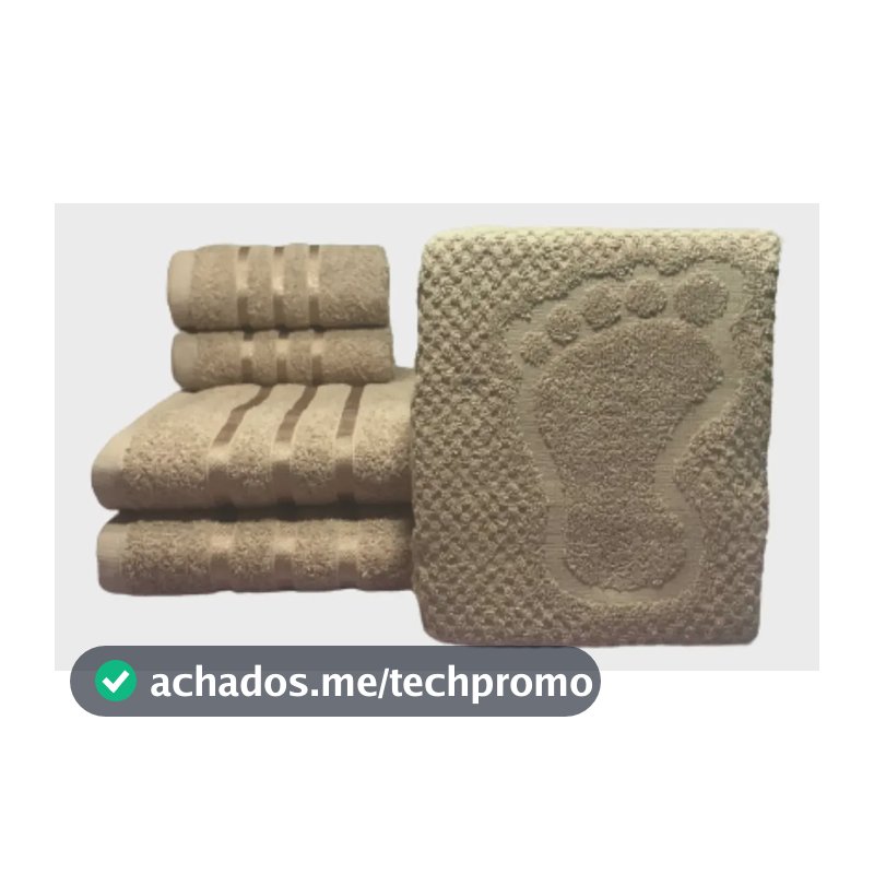 Jogo Kit C/ 5 Toalhas: 2 Banho + 2 Rosto + 1 Tapete Piso Top Bege