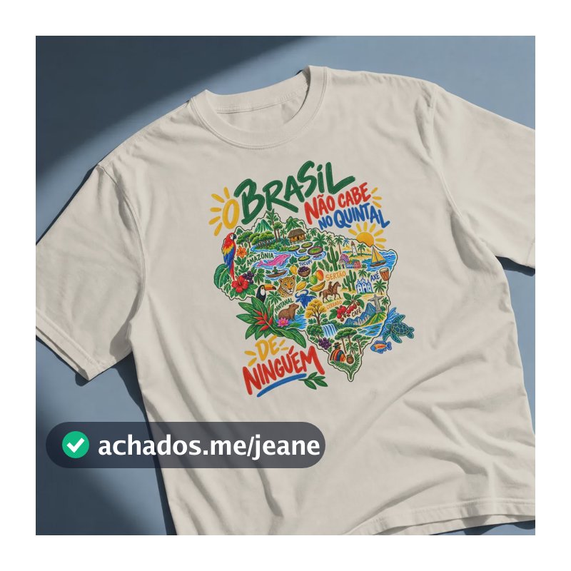 Camiseta Algodão O Brasil Não Cabe No Quintal De Ninguém Bege O Brasil Não Cabe No Quintal De Ninguém G Lisa