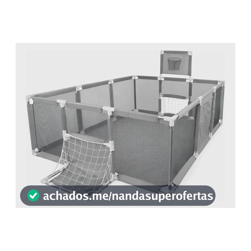 Cercadinho Bebê Infantil Chiqueirinho Grande Criança Baby Bear Cinza
