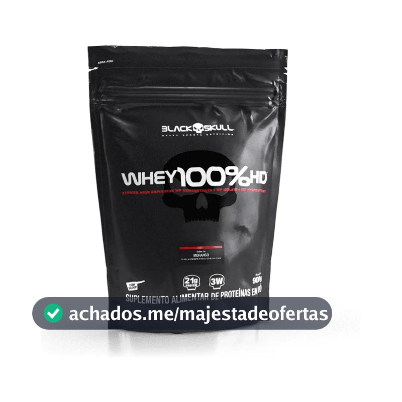 Proteína Black Skull Whey 100% HD em pó sabor Morango x 900g