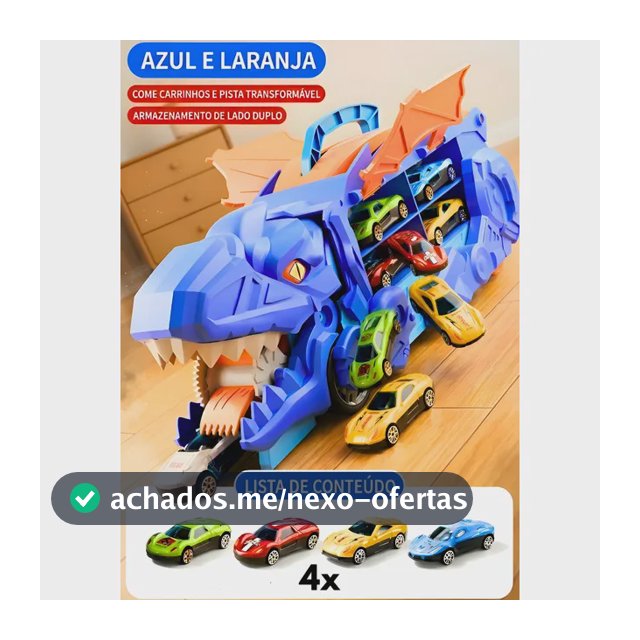 Caminhão Dinossauro Pista Com Carrinhos Maleta Transporte Azul