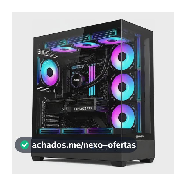 Gabinete Gamer Obsid Frame Preto Vidro Mid Tower S/ Fan Preto