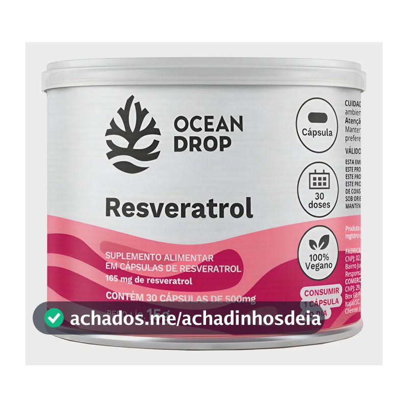 Resveratrol Ocean Drop Composto Fenólico Bioativo Ativo Resveratrol 30 Capsulas