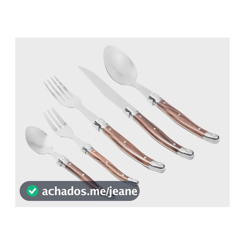 Faqueiro Kenya Modelo Laguiole 30 Peças Inox Cabo Madeira Madeira