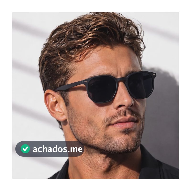 Óculos De Sol Escuro Masculino Unissex Tendencia Premium Armação Preta/ Lente Preta (oculos Preto Masculino)