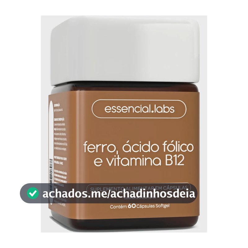 FERRO com ÁCIDO FÓLICO e VITAMINA B12 - 60 Cápsulas Softgel - Fórmula Avançada com Máxima Absorção