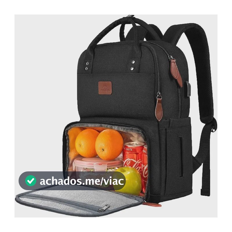 Mochila Térmica Com Bolsa Térmica Para Almoço, Mochila De Trabalho Feminina, Mochila Para Notebook De 15,6 Polegadas Com Porta Usb Para Faculdade Praia Acampamento Piqueniques, Matein 1162 Cor Preta