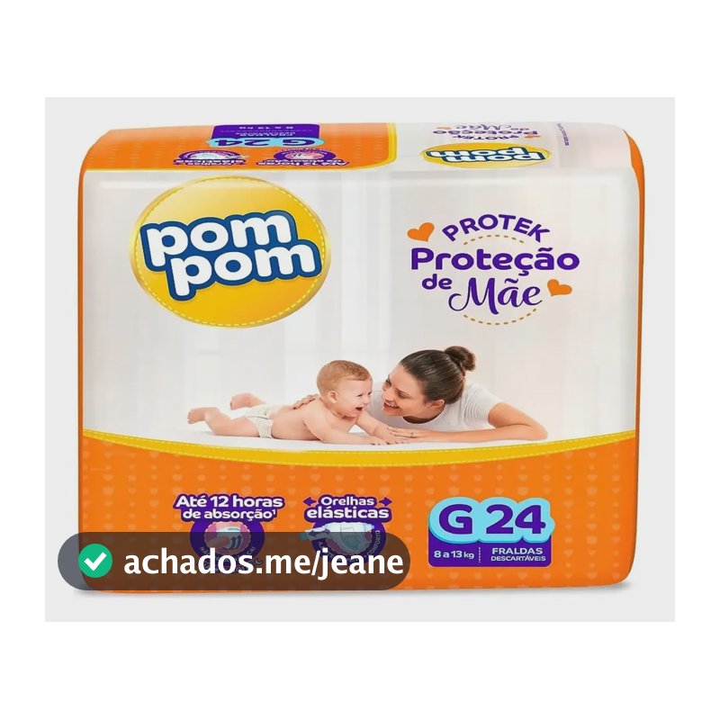Fralda Pom Pom Derma Protek Jumbo G Com 24 Tiras