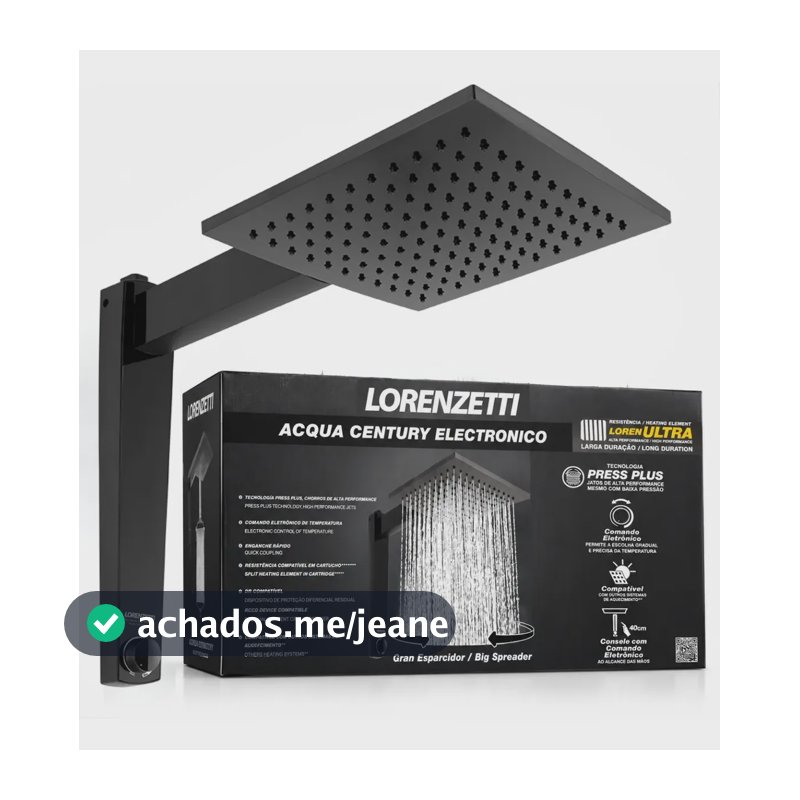 Chuveiro Ducha Acqua Century Eletrônico Preto Lorenzetti Preto 110v/5500w
