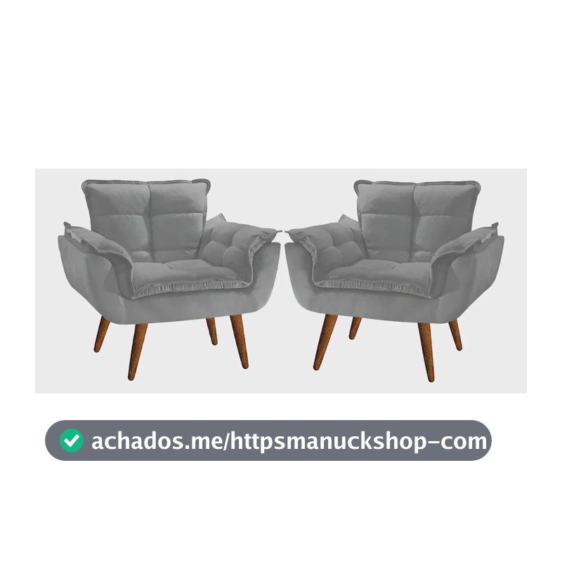 Kit 2 Poltrona Decorativa Opala Para Sala Recepção Luxo Cor Cinza