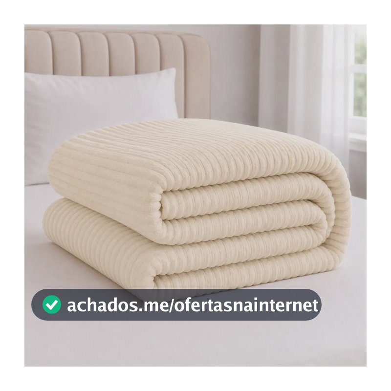 Manta Coberta Soft Casal Padrão Canelada Antialergica Macia 650 G Perola