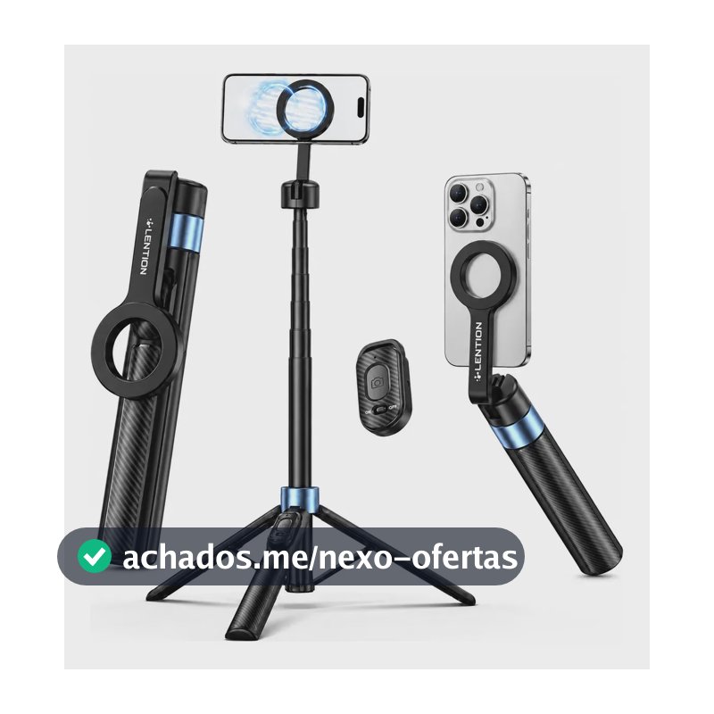 Tripé Magnético Profissional para Celular com Rotação 360°, Controle Bluetooth e 1,25m de Altura