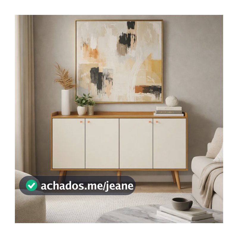 Buffet Aparador Cantinho Café 4 Portas Palazzo Cedro Off White