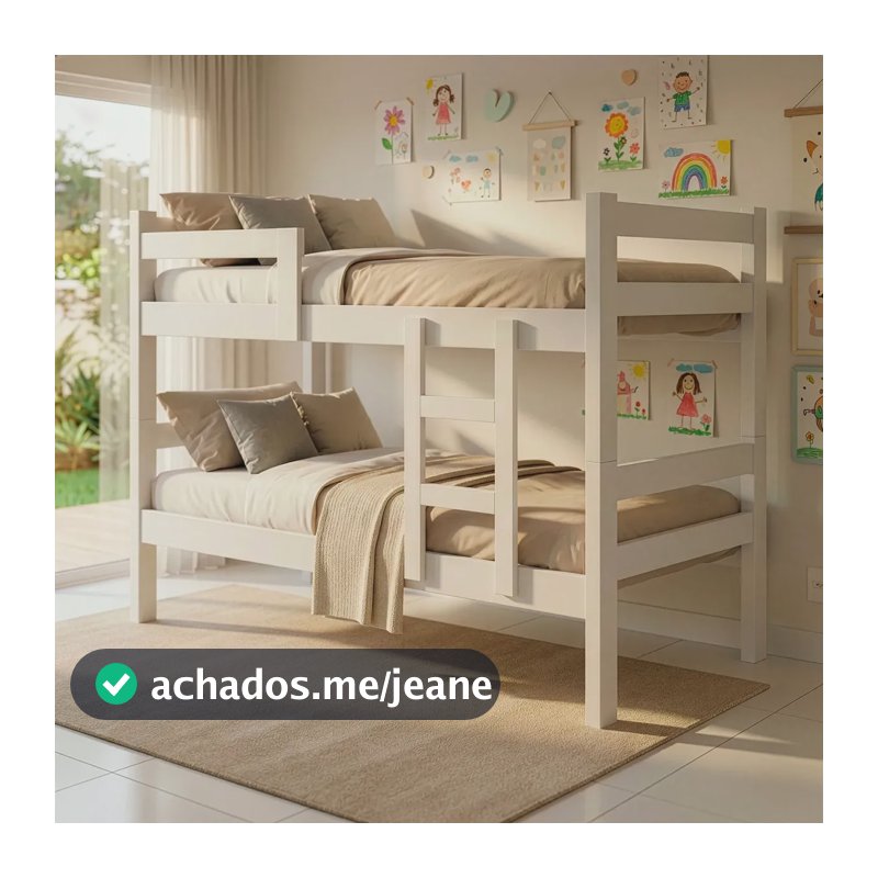 Beliche JOY 2 em 1 Solteiro Branco Com Grade Proteção e Escada Vira duas Camas 188x88Cm