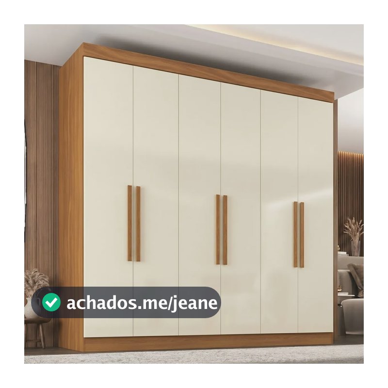 Guarda Roupa Casal Paris 6 Portas 2 Gavetas Paris Fh Cinamomo/off White