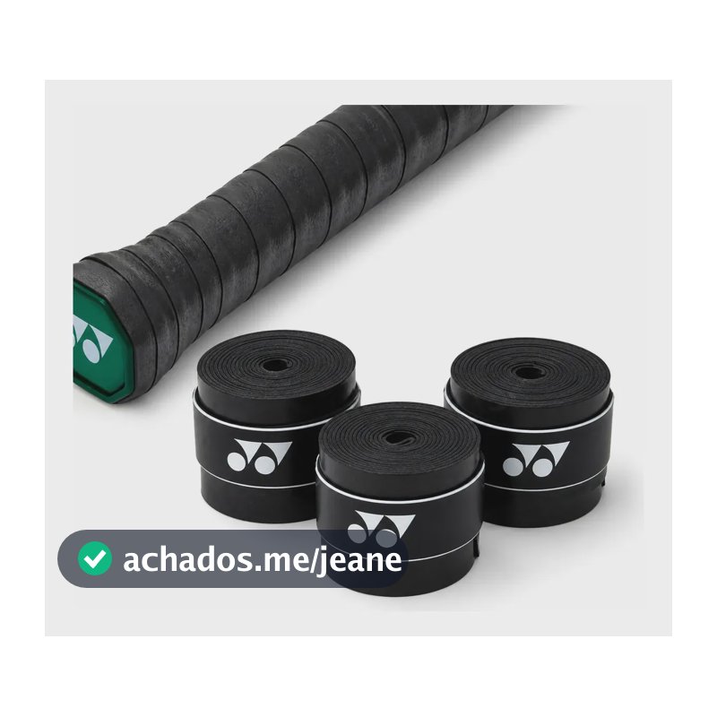 Kit 3 Overgrip Yonex Raquete Tênis Antiderrapante Preto - Tacky Liso