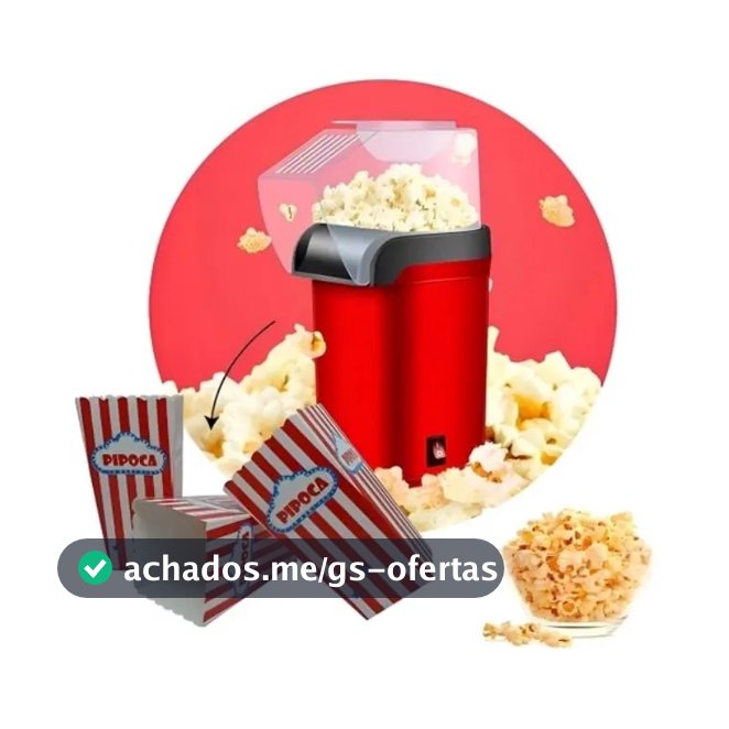 Pipoqueira Elétrica Vermelha Sem Óleo 1200W Compacta