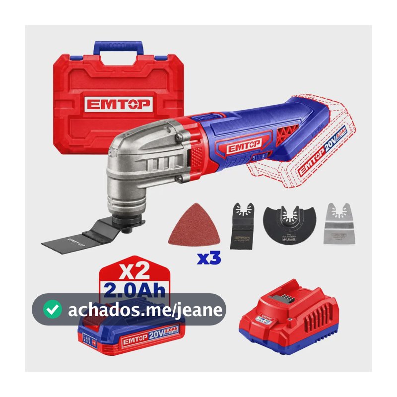 Multiferramenta Oscilante Emtop 20v Kit Completo 20000 Rpm