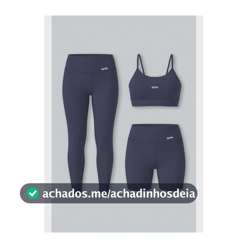 Kit Conjunto Fitness Legging E Short Powerslim + Top Alça Marinho Liso M - M