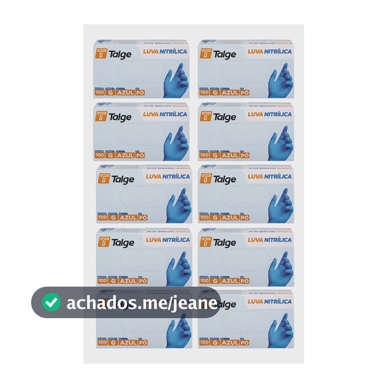 Luva Nitrílica Antiderrapante Talge Azul Tamanho P Kit 10x100 Hipoalergênica