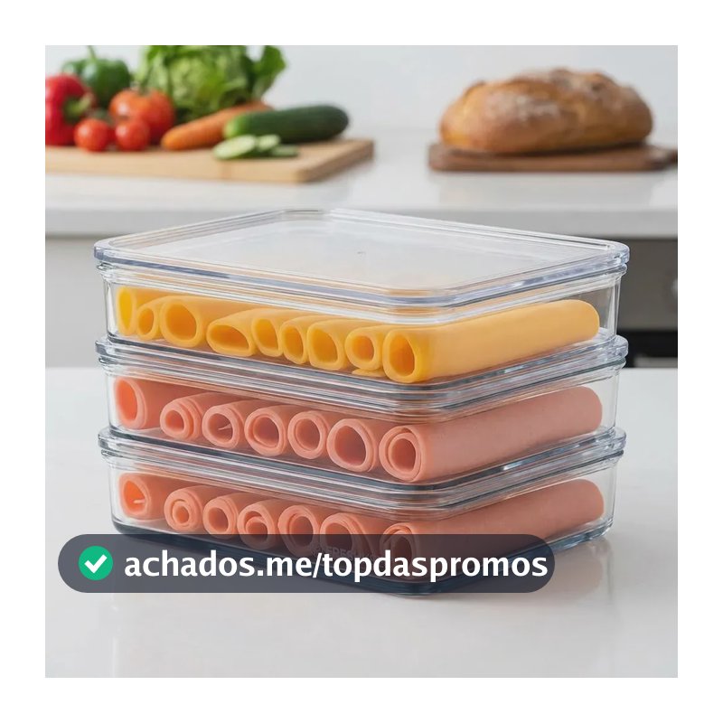 Porta Frios Triplo Organizador Geladeira Acrílico Tampa Transparente