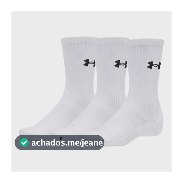 Kit 3 Meias Under Armour Core Cotton Cano Alto Original