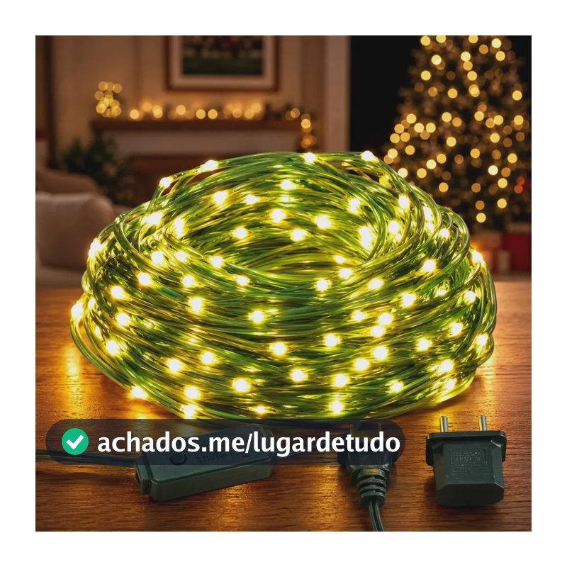 Pisca-Pisca LED de 20m Branco Quente para Decoração Natal e Exterior