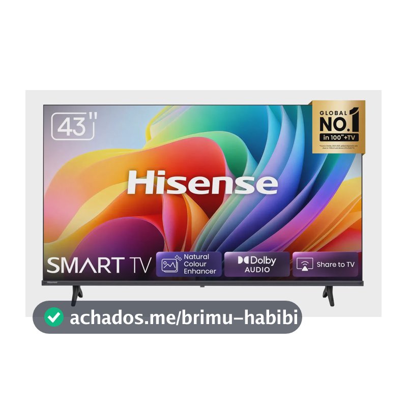 Smart TV Hisense FHD 43" Polegadas 43A4NV com HDR10, DTS Virtual X, Compatibilidade Alexa