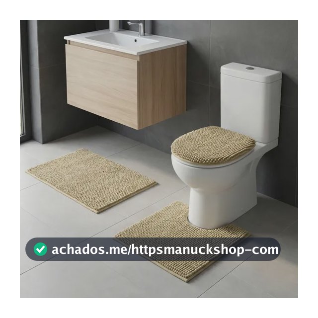 Kit Banheiro 3 Peças Tapete Bolinha Antiderrapante Premium