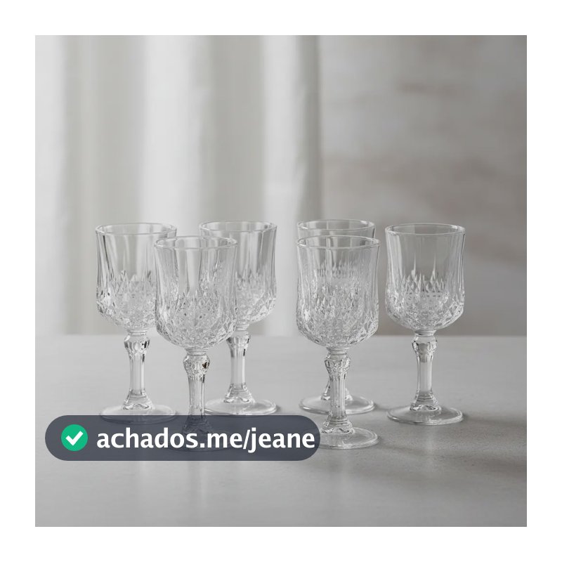 Jogo 6 Unidades Mini Taça Vidro P/ Licor 50 Ml Transparente Transparente