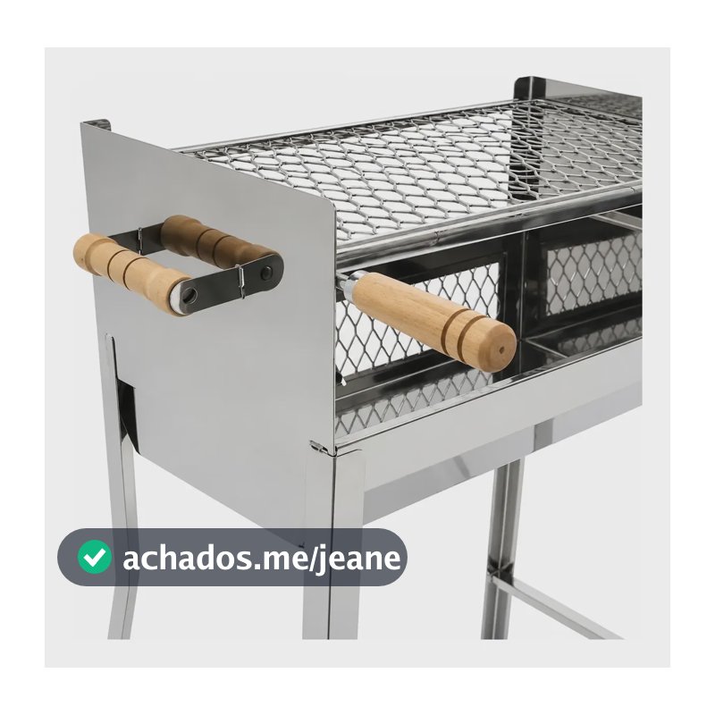 Churrasqueira De Inox Portátil  - Pé Dobrável 70x50x25 Cm Inox