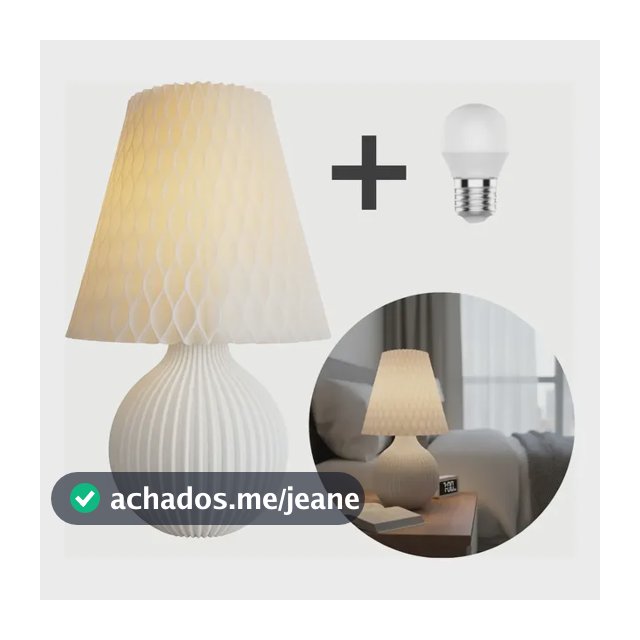 Abajur Luminária Moderna De Mesa Quarto Sala Com Lâmpada Cúpula Off-white Estrutura Branco