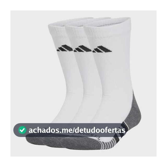 Meias Crew Cushioned Climacool 3 Pares Branco adidas