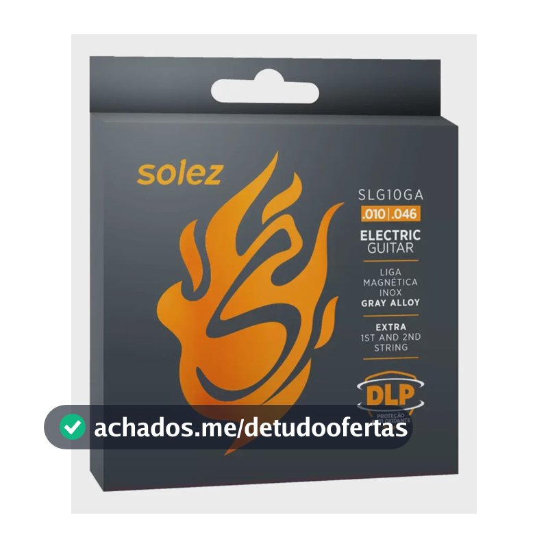 Encordoamento Guitarra Solez 010 Dlp Gray Alloy Slg10ga Jogo Cordas Profissional Resistente Anti-Oxidação