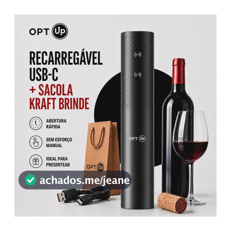 Abridor De Vinho Eletrico Automatico Recarregavel Usb-c Saca-rolhas Garrafa Portátil Presente Kit Vinho Optup