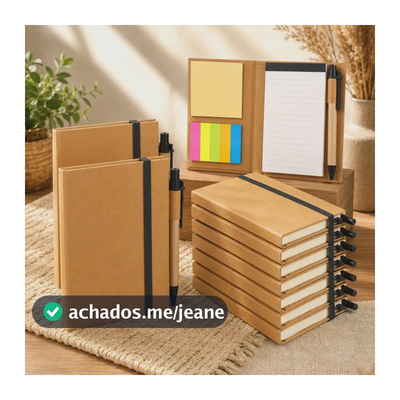 10 Cadernos Escolares Com Capa Dura E Elástico Para Caneta Cáqui