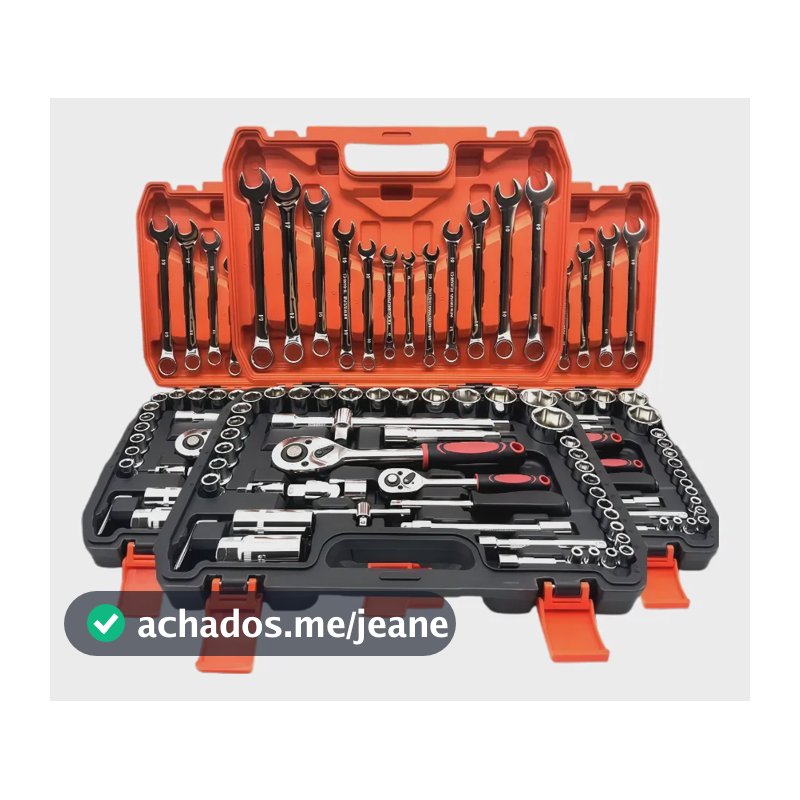 Jogo Soquete Chave Combinada Catraca Kit 61 Pcs Com Maleta Cinza-escuro