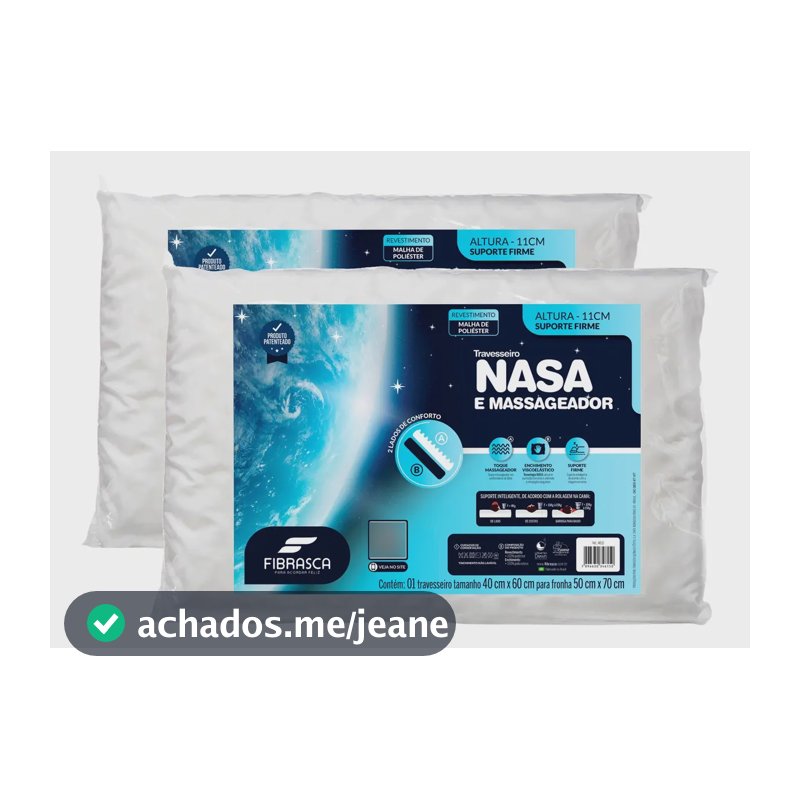 Kit 2 Travesseiro Nasa E Massageador Baixo 11cm Fibrasca Cor Branco