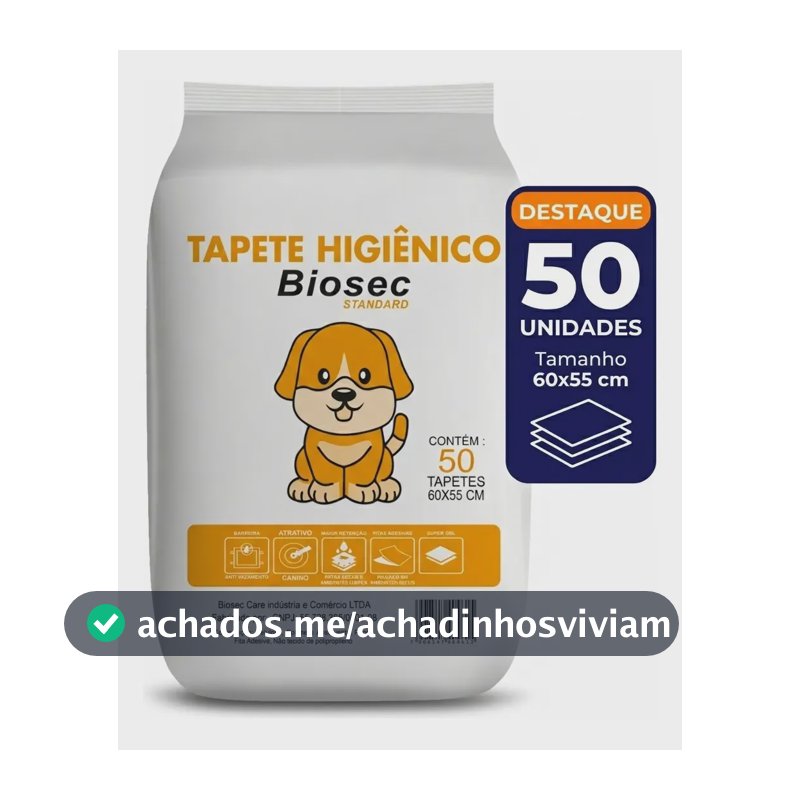 Tapete Higiênico para Cachorro 50 Unidades 60x55cm com Gel Absorvente Fralda Manta Pet Cão Com Fitas Adesivas Anti Odor Atrativo Canino