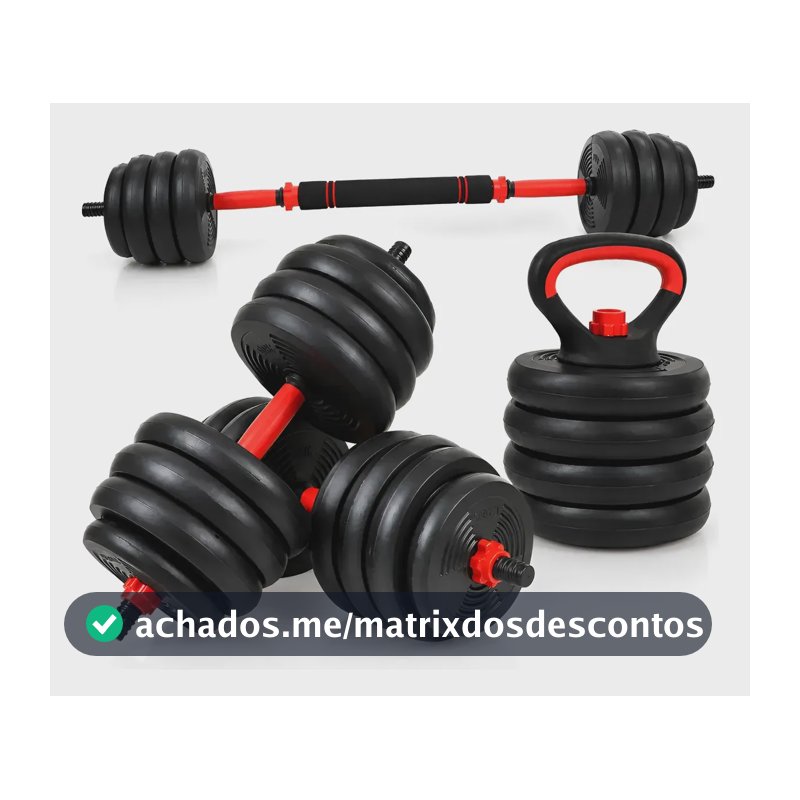 Halteres Peso De Musculação Kit Halteres E Anilhas 15kg Preto