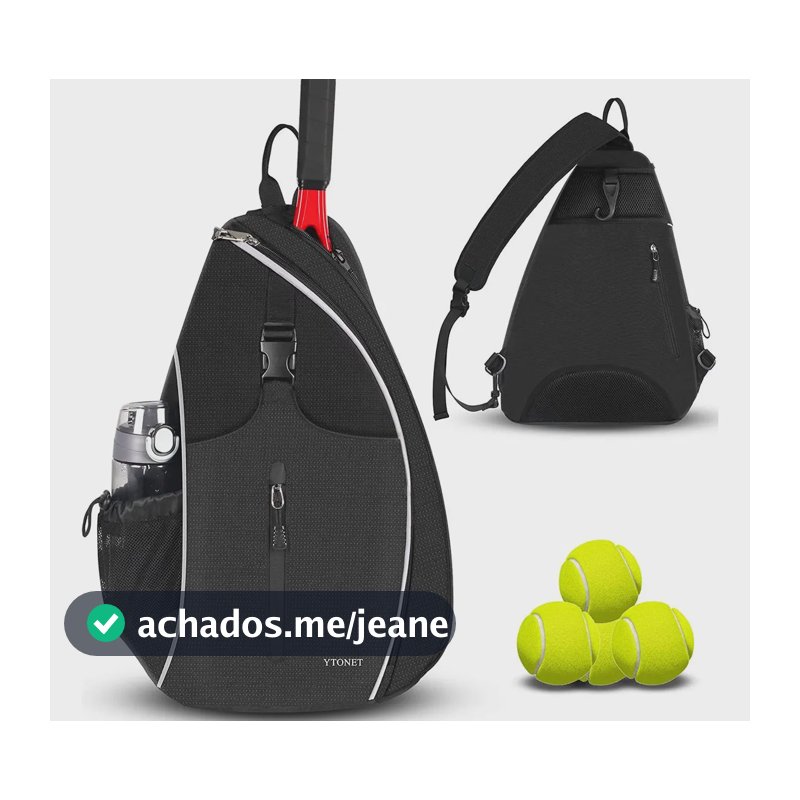 Mochila Raqueteira Beach Tennis, Bolsa De Tênis Transversal Para Raquete, Bolsa De Padel Grande Com Compartimento Separado, Antirroubo E Impermeável, Versátil Para Tênis, Badminton, Ytonet 1340 Preto