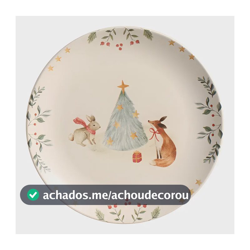 Pratos De Sobremesa Coup Christmas Card Natal Ø20,5cm Cor Off-white Acetinado Árvore Natal Conjunto 6 Unidades