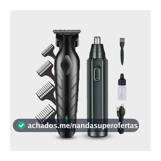 Máquina De Corte Acabamento Profissional Com Aparador De Nariz Cabelo Pelo Barbear Maquininha Detalhes Sem Fio Preto Catálogo