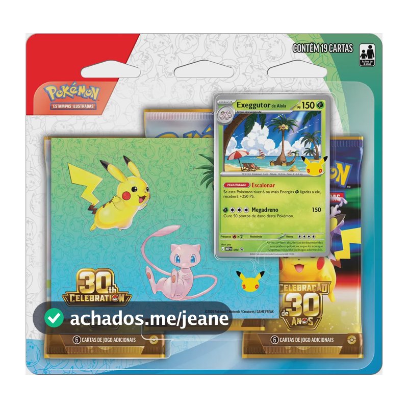 Pokémon Celebração De 30 Anos  Blister Triplo Com Adesivo Exeggutor