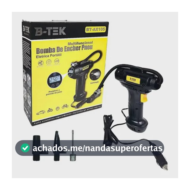 Compressor de Ar Portátil B-Tek Tela Digital Multifunção