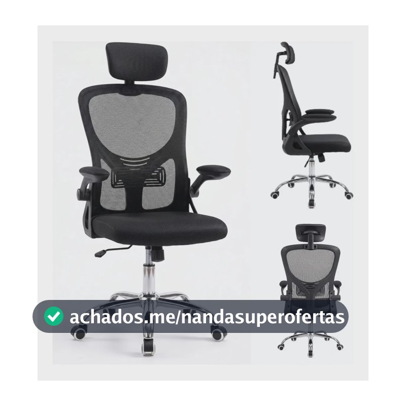 Cadeira Ergonômica Escritório Mesh Giratória Reclinável Eagl Preto Mesh