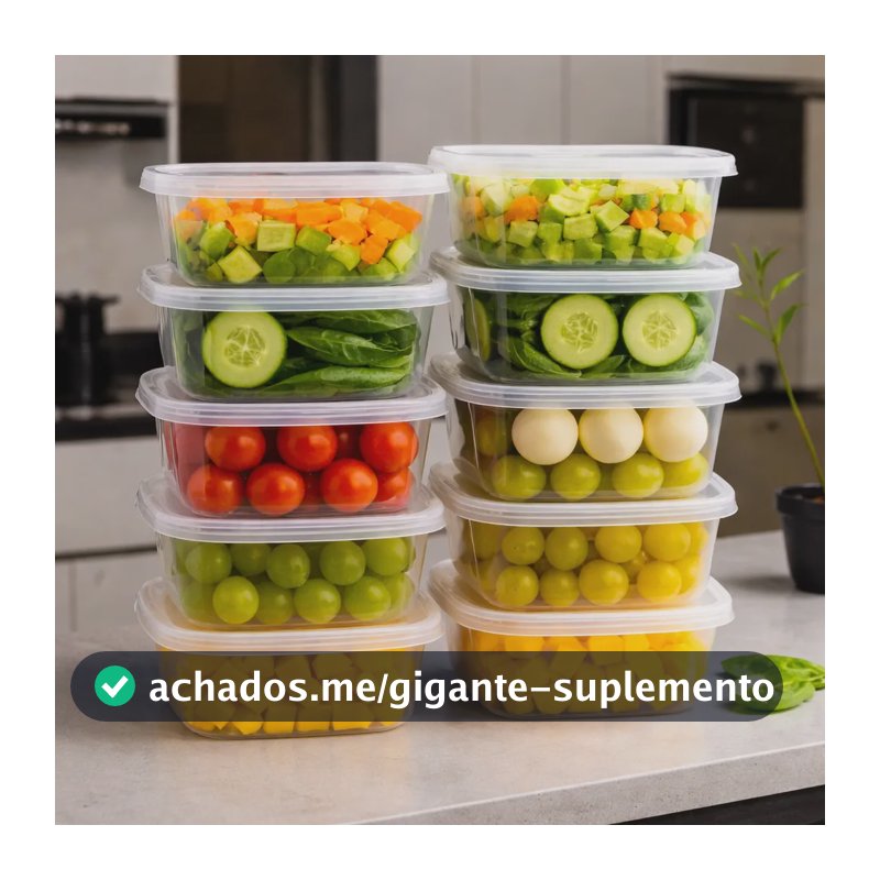 Kit 10 Potes Marmita Fitness 300ml Bpa Free Microondas Transparente
